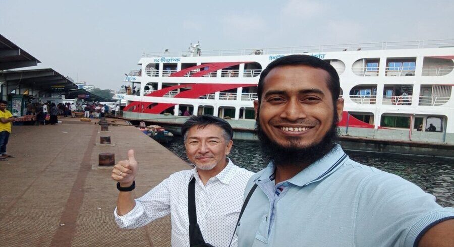 A Japanese tourist visiting Sadarghat in Dhaka