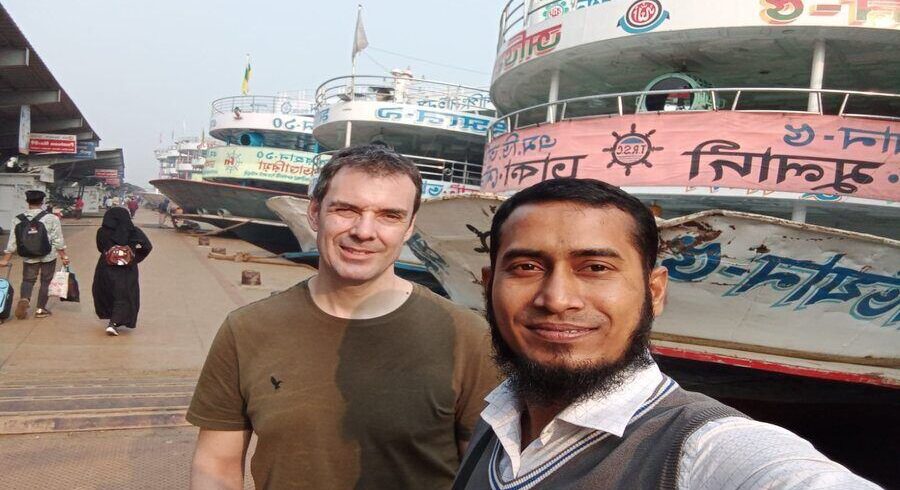 Visiting Sadarghat in Dhaka by a tourist from Switzerland