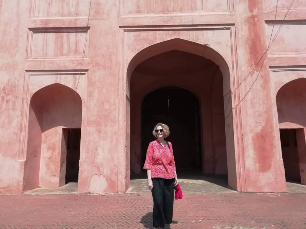 A foreign tourist of Modhu Tours visiting Lalbagh Fort in Dhaka