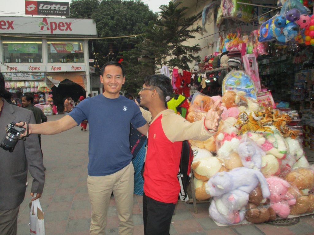A foreign tourist in Dhaka new market.